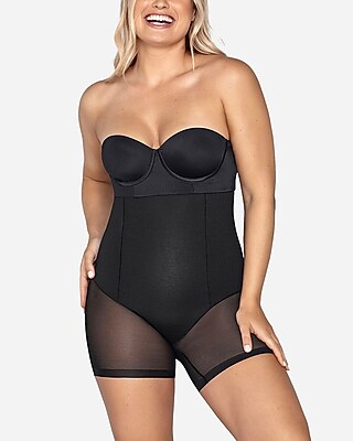 Leonisa Firm Compression High Waisted Sheer Short Shaper Black Women's XL