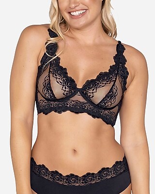 Leonisa Milan Sheer Lace Underwire Bustier Bralette Black Women's XXL