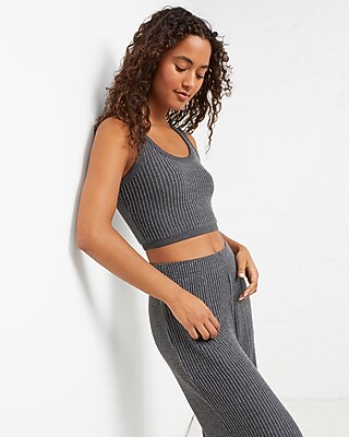 Upwest Cozy Up Waffle Lounge Bra Gray Women's L