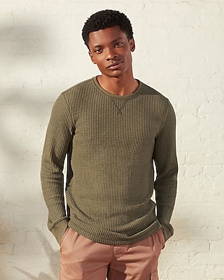 Upwest Cozy Up Waffle Crewneck Tee Green Men's S