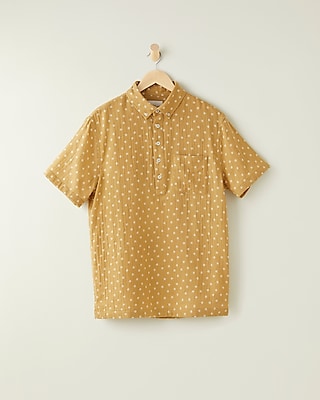 Upwest Coastal Cotton Half-Placket Printed Shirt Yellow Men's S