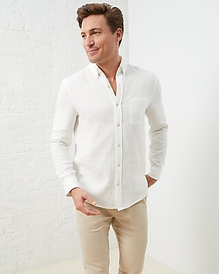 Upwest Cotton Button-Down Shirt White Men's S