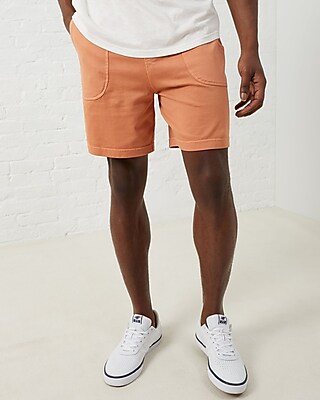 Upwest Drawstring Utility Knit Mid Rise Shorts Orange Men's L