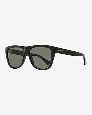 Gucci Rounded Rectangle Polarized Sunglasses Men's Black