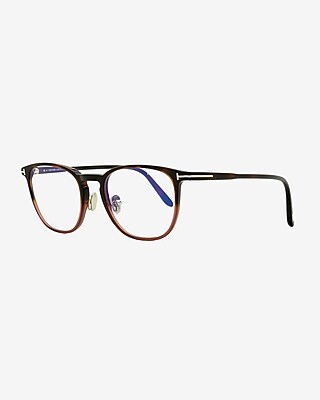 Tom Ford Square Blue Block Glasses Men's Brown