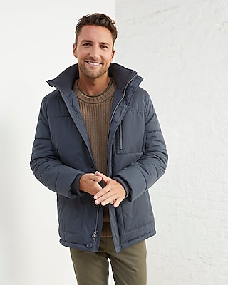 Upwest Sherpa Lined Puffer Coat Gray Men's XS