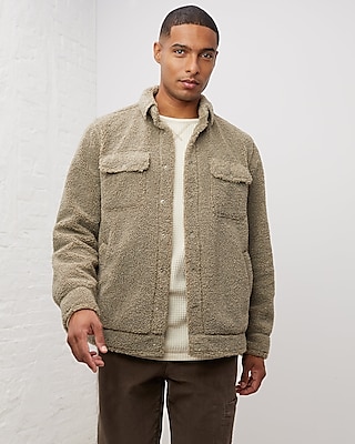 Upwest Brown Button Sherpa Coat Brown Men's S