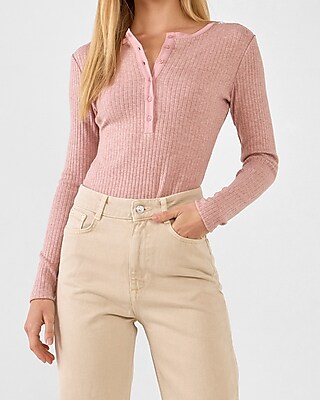 Free The Roses Ribbed Knit Bodysuit Pink Women's S