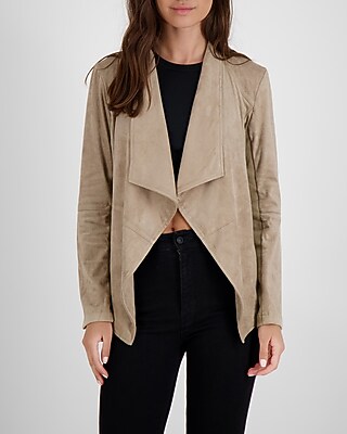 Image of Bb Dakota Drape Front Faux Suede Jacket Brown Women's XL