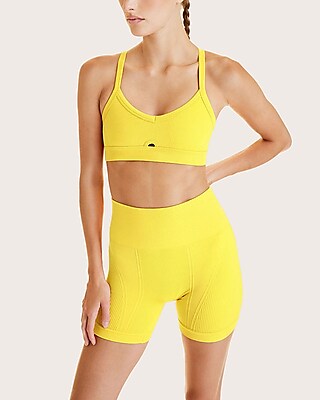 Alala Barre Mid Rise Seamless Biker Shorts Yellow Women's M