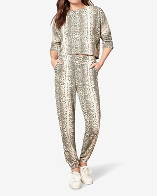 Image of Bb Dakota Snakeskin Print Joggers White Women's M