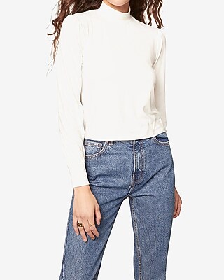 Image of Bb Dakota Mock Neck Jersey Top White Women's L