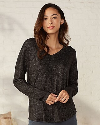 Upwest Ultra-Soft Long Sleeve V-Neck Tee Gray Women's S