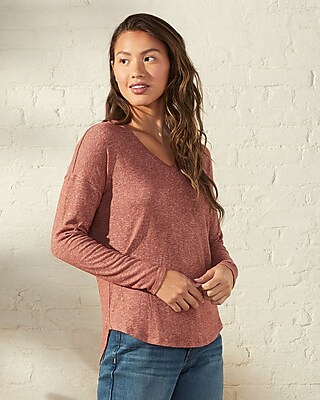 Upwest Ultra-Soft Long Sleeve V-Neck Tee Purple Women's S