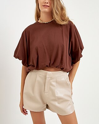 Grey Lab High-Low Crop Top Brown Women's S