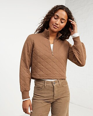 Upwest Quilted Quarter Zip Sweatshirt Neutral Women's L