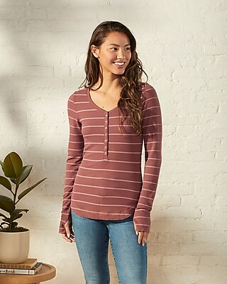 Upwest Favorite Waffle Henley Tee Pink Women's M