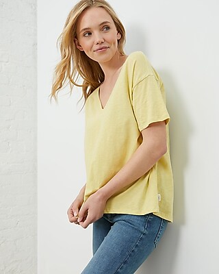Upwest Anytime Oversized V-Neck Tee Yellow Women's S