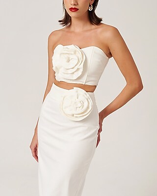 Nana's Strapless Midnight Crop Top White Women's M