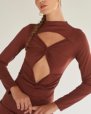 Nana's Long Sleeve Cut Out Olivia Bodysuit Red Women's S