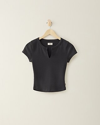 Upwest Cozy Rib Crop Baby Top Black Women's L