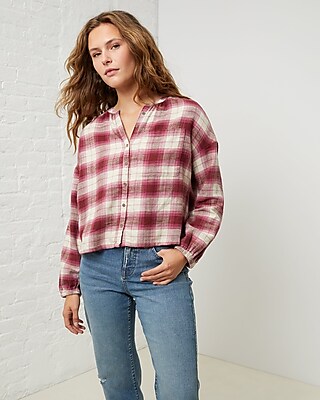 Upwest Easy Flannel Button Down Shirt Pink Women's L
