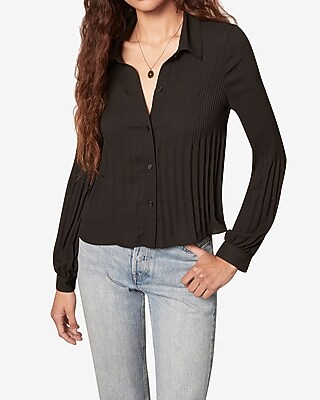Image of Bb Dakota Pleated Blouse Black Women's L
