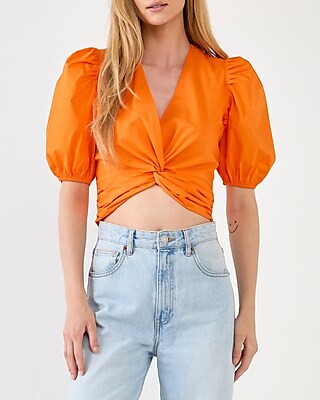 English Factory Twist Detail Shirt Orange Women's M