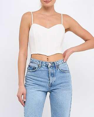 Endless Rose Adjustable Bustier Crop Top White Women's S