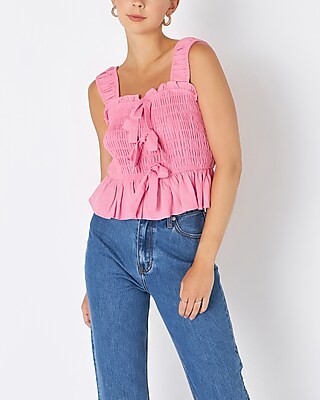 Endless Rose Bow Smocked Crop Top Pink Women's XS