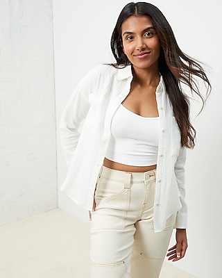 Upwest Coastal Cotton Button-Up Shirt White Women's XS