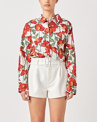 Endless Rose Floral Print Cotton Button Up Shirt
