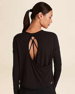 Alala Open-Back Long Sleeve Tee Black Women's S
