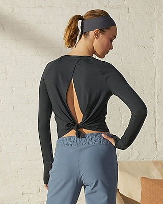 Go Upwest Wicking Open Back Long Sleeve Tee Black Women's L