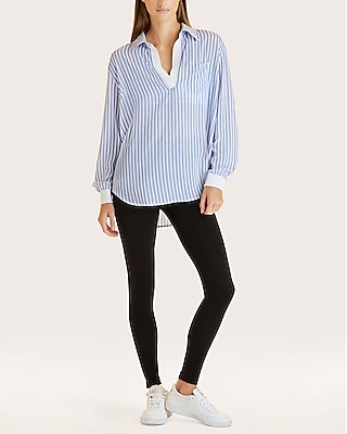 Alala Diana V-Neck Collared Top Blue Women's XS