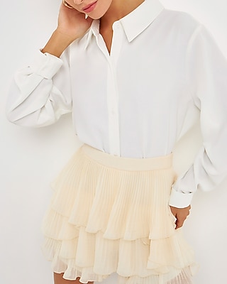 Endless Rose Chiffon Pleated High Waisted Skort White Women's M