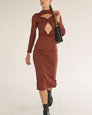 Nana's High Waisted Eva Fitted Midi Skirt Red Women's XS