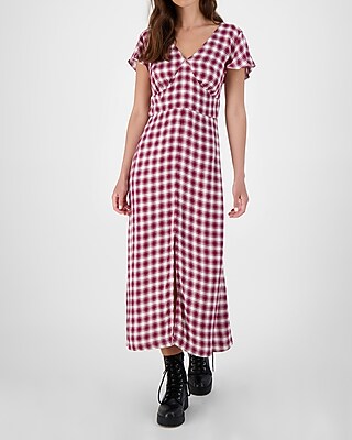 Image of Bb Dakota Gingham Midi Dress Purple Women's