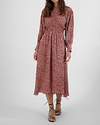 Image of Bb Dakota Printed Smocked Waist Midi Dress Print Women's XS