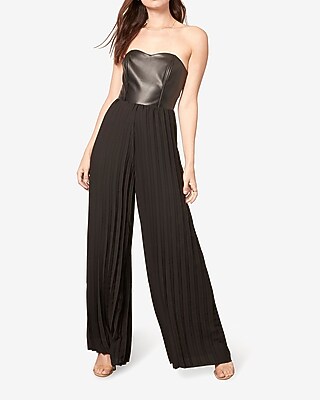 Image of Bb Dakota Sleeveless Faux Leather Jumpsuit Black Women's