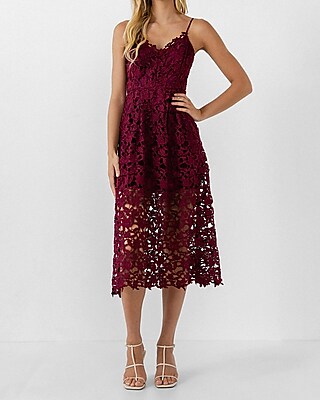 Endless Rose Lace Cami Midi Dress Purple Women's L