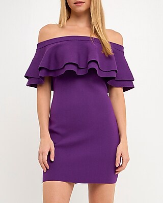 Cocktail & Party Endless Rose Off The Shoulder Mini Dress Purple Women's L
