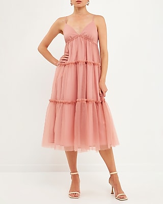 Cocktail & Party English Factory Tulle Contrast Midi Dress