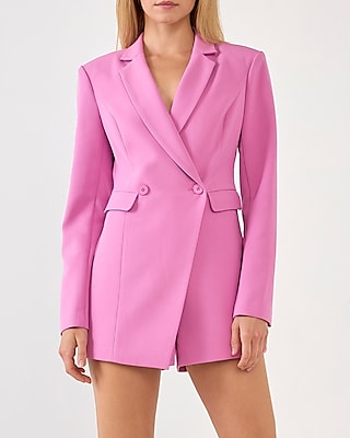 Work,Cocktail & Party Endless Rose Long Sleeve Blazer Romper Purple Women's XS