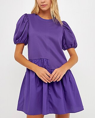 English Factory Puff Sleeve Ruffle Mini Dress