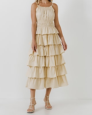 English Factory Tiered Midi Dress Neutral Women's XS