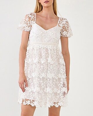 Cocktail & Party Endless Rose Crochet Lace Bustier Mini Dress White Women's M