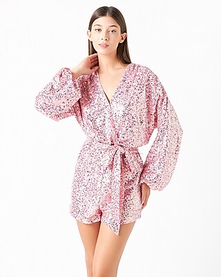 Cocktail & Party Endless Rose Sequins Belted Wrapped Romper Women's