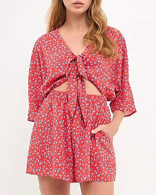 Casual English Factory Floral Tied Romper