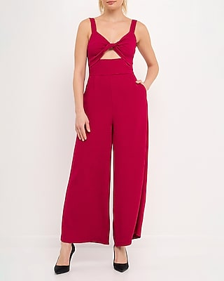 Cocktail & Party Endless Rose Soft Touch Plisse Twist Jumpsuit Purple Women's XS